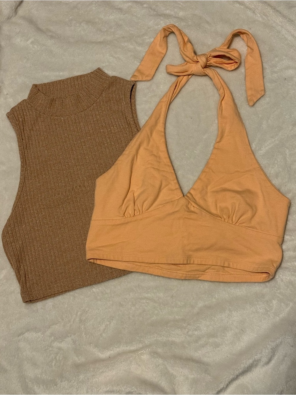 SHEIN Peach Tie-Halter Bralette Top